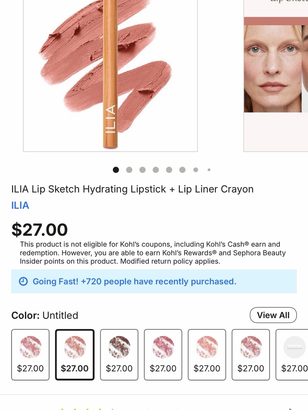 ILIA Lip Sketch Hydrating Lipstick + Lip Liner Crayon — Dusty Rose